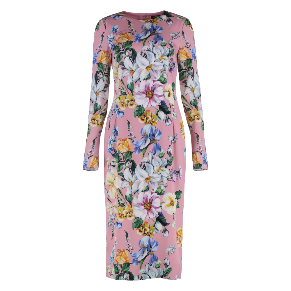 Dolce & Gabbana Women's Silk Floral Midi Dress With Back Slit