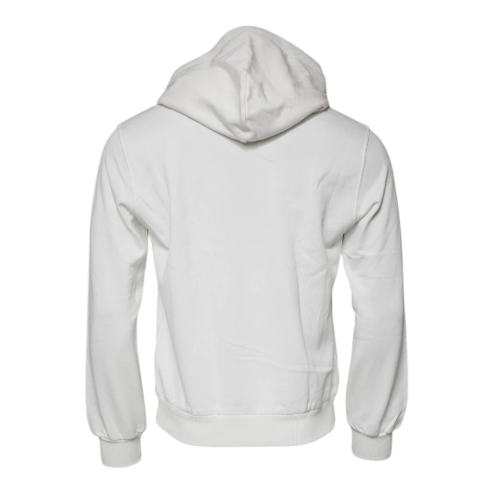 Dolce & Gabbana Witte Katoenen Hooded Pullover Sweater White Heren