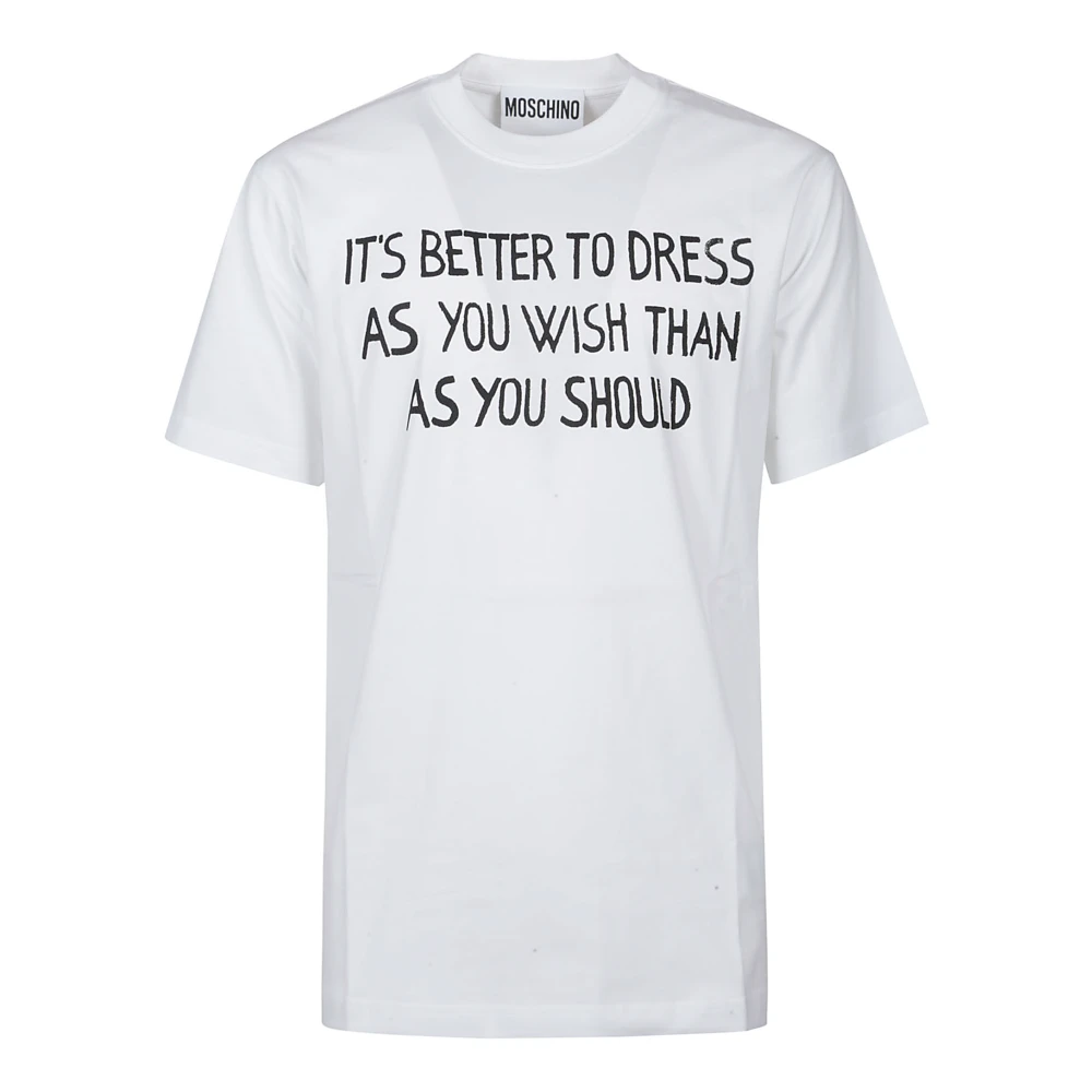 Moschino Gedrukt Slogan T-shirt White Heren