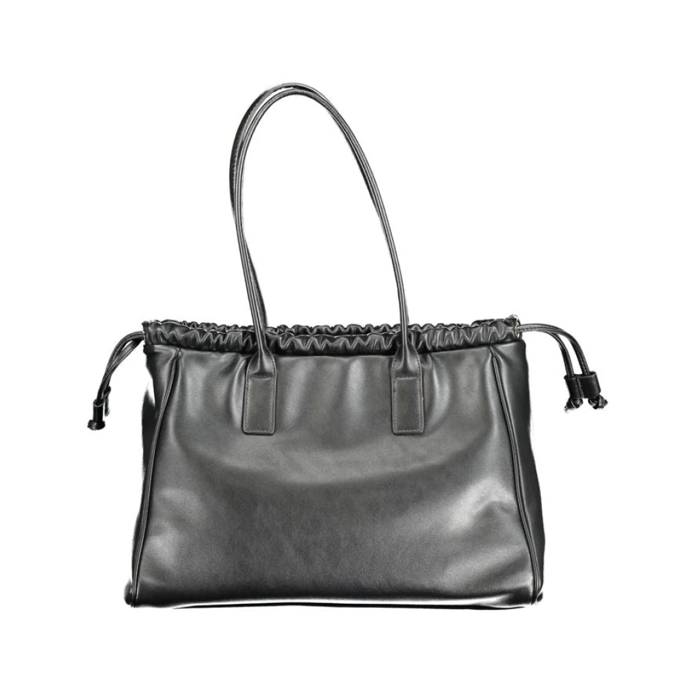 Valentino by Mario Valentino Zwarte polyethyleen schoudertas met binnenzak en logo Black Dames
