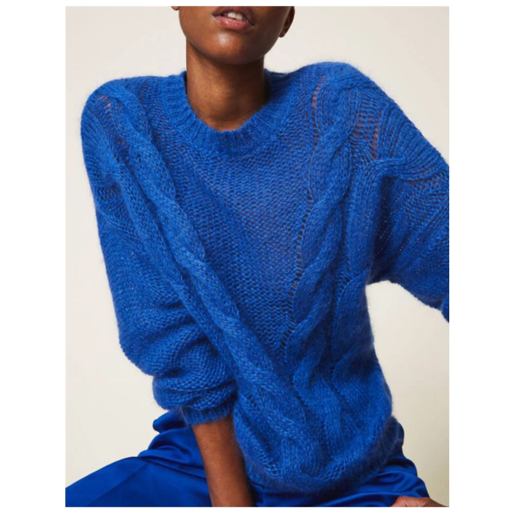 Twinset Donkerblauwe Mohair Trui Blue Dames