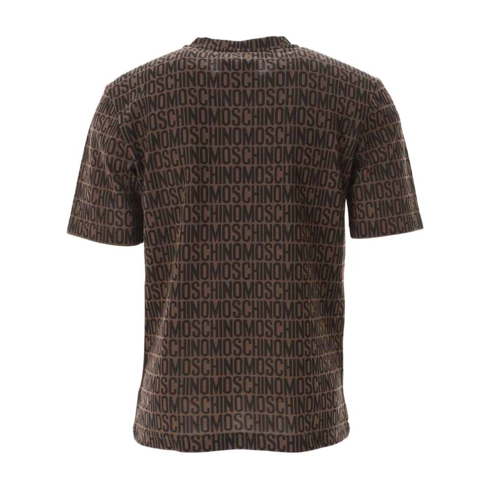 Moschino Jacquard Logo T-shirt Brown Heren