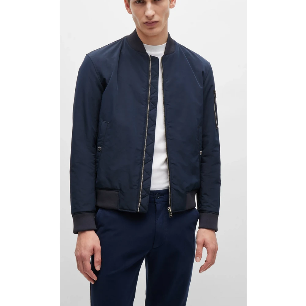Hugo Boss Marine Bomberjack met ritssluiting zakken Blue Heren
