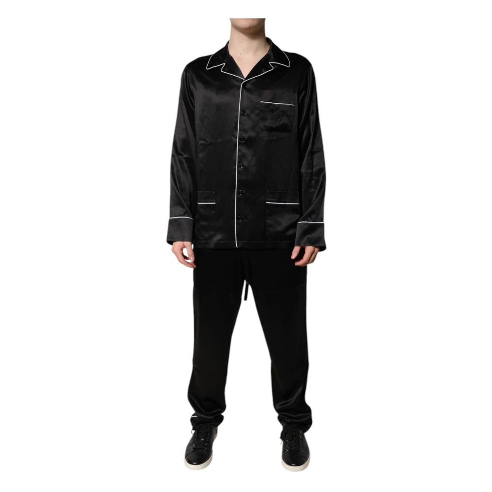 Dolce & Gabbana Men's Black Silk Pajama Set
