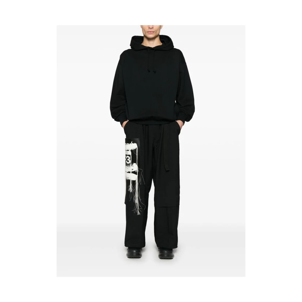 Y-3 Zwarte Broek met Riem en Verborgen Rits Black Heren