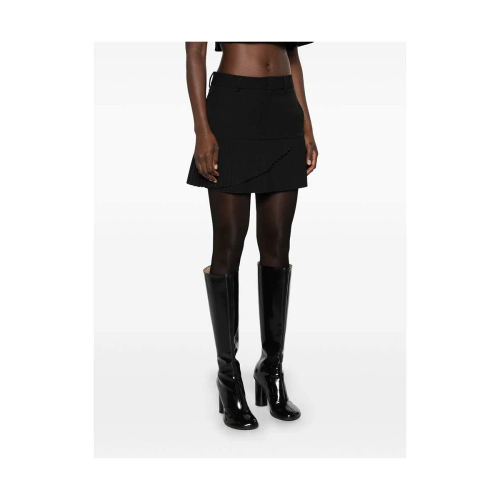 MM6 Maison Margiela Zwarte Geplooide Rok met Zakken Black Dames