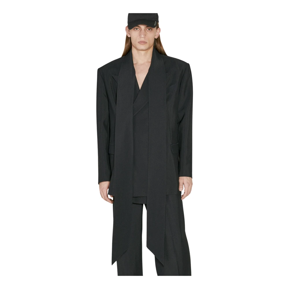 Mugler Getailleerde blazer met geïntegreerde sjaal Black Heren