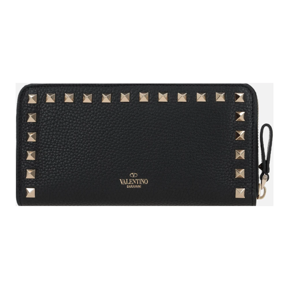 Valentino Garavani Zwarte Studs Zip-Around Portemonnee Black Dames