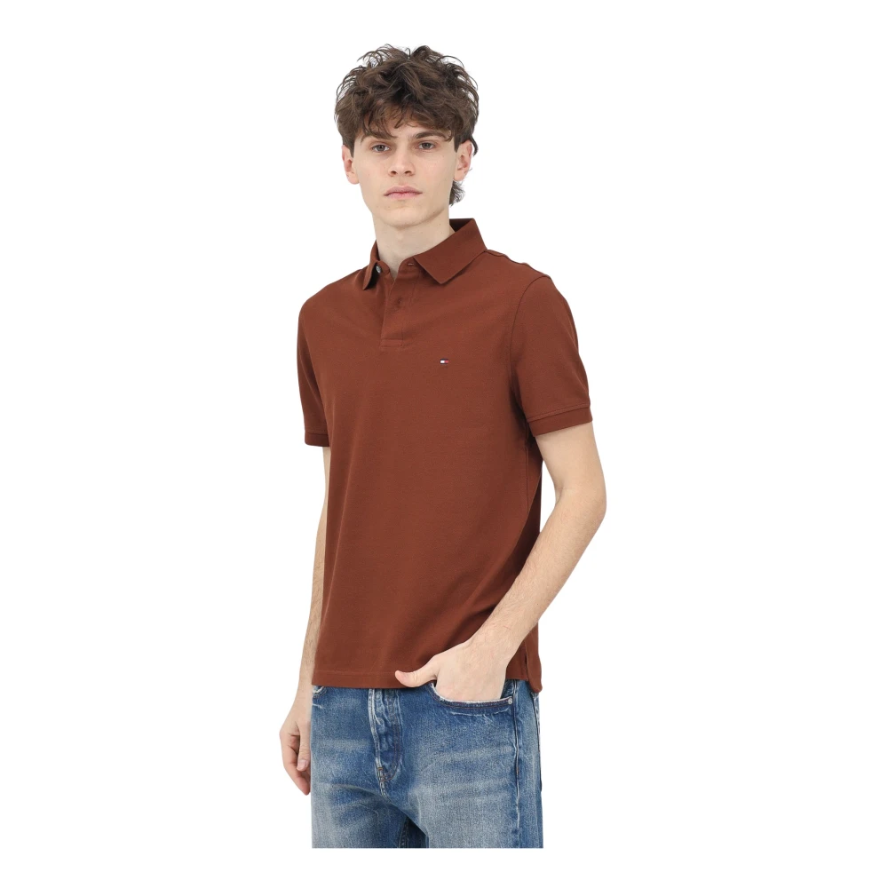Tommy Hilfiger Bruine Polo Shirt Klassiek Ontwerp Brown Heren