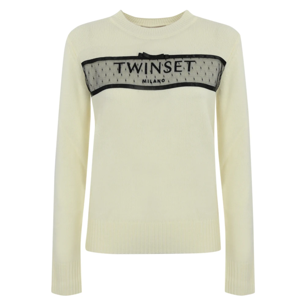 Twinset Geborduurde Wol-Kasjmier Sweaters Beige Dames