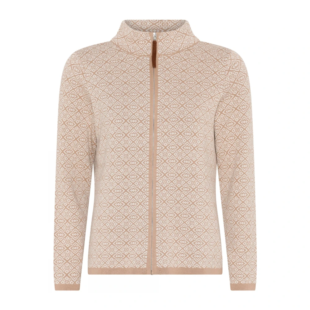 Skovhuus Turtleneck Zipped Cardigan Camel Brown Dames