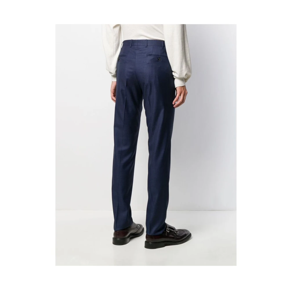 Canali Marineblauwe wollen broek Blue Heren
