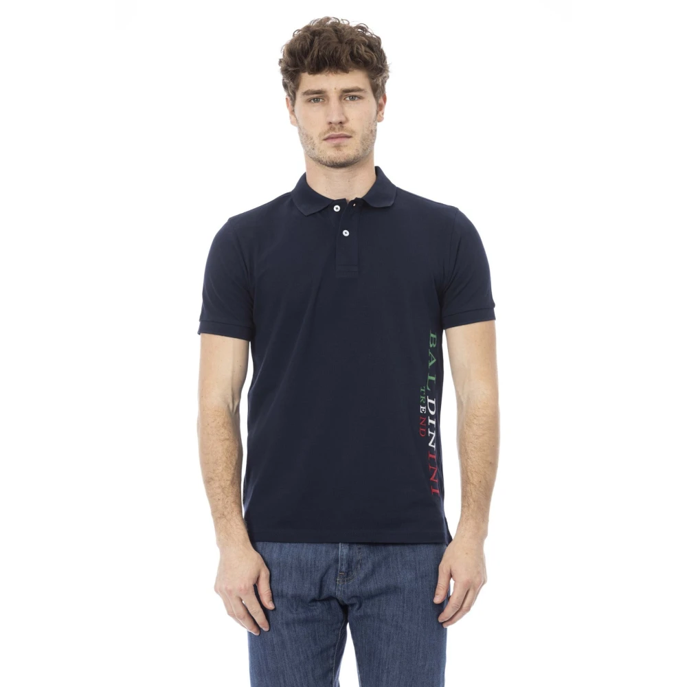 Baldinini Geborduurde Polo Shirts Korte Mouw Blue Heren