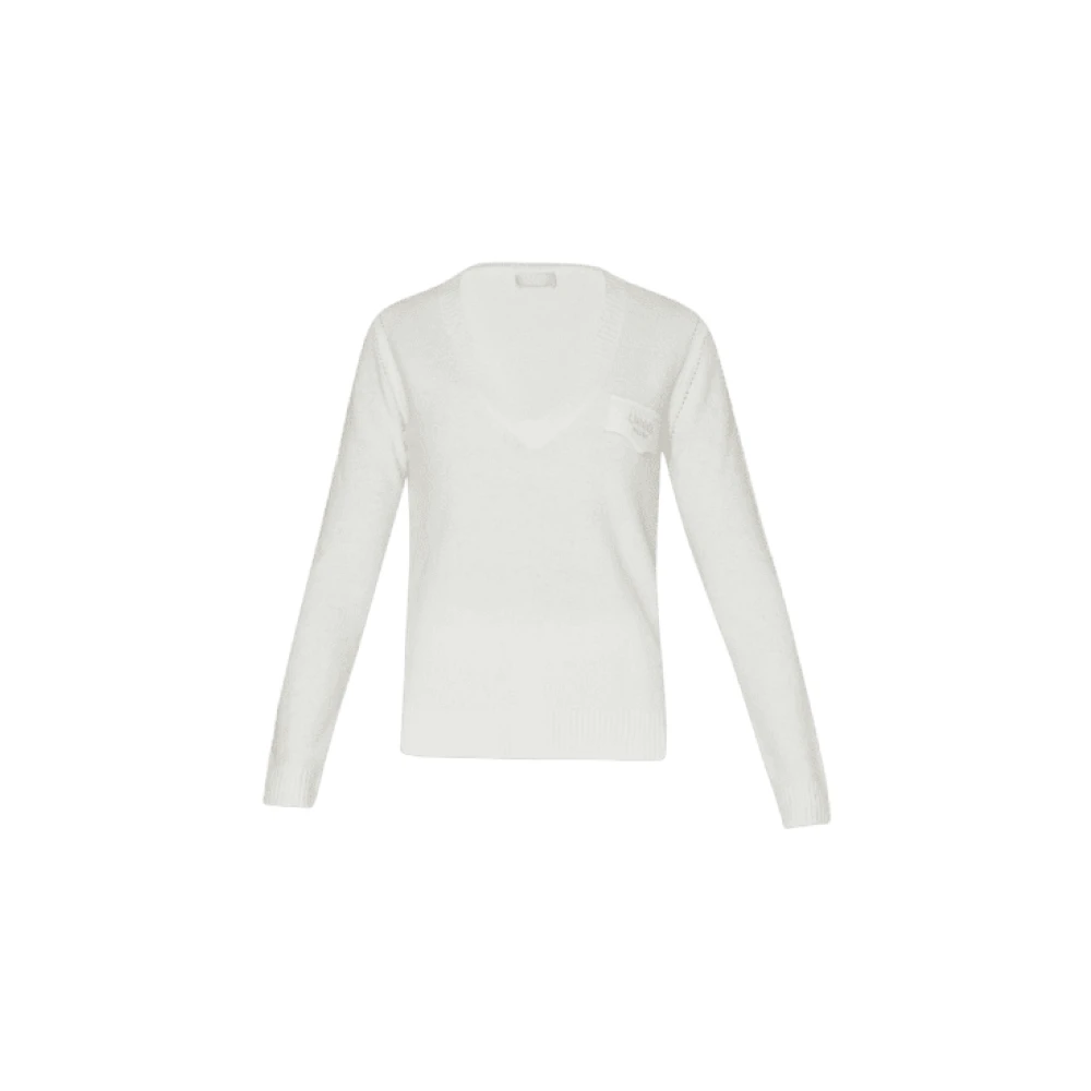 Liu Jo Witte Wol Gesloten Gebreide Trui White Dames