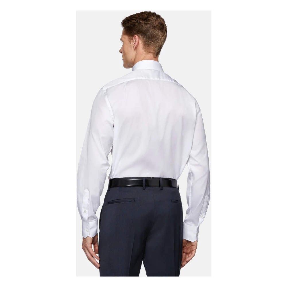 Boggi Milano Regular Fit Overhemd van Katoenen Twill White Heren