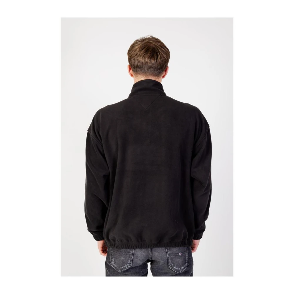 Tommy Jeans Zwarte Polyester Hoodless Sweatshirt Black Heren