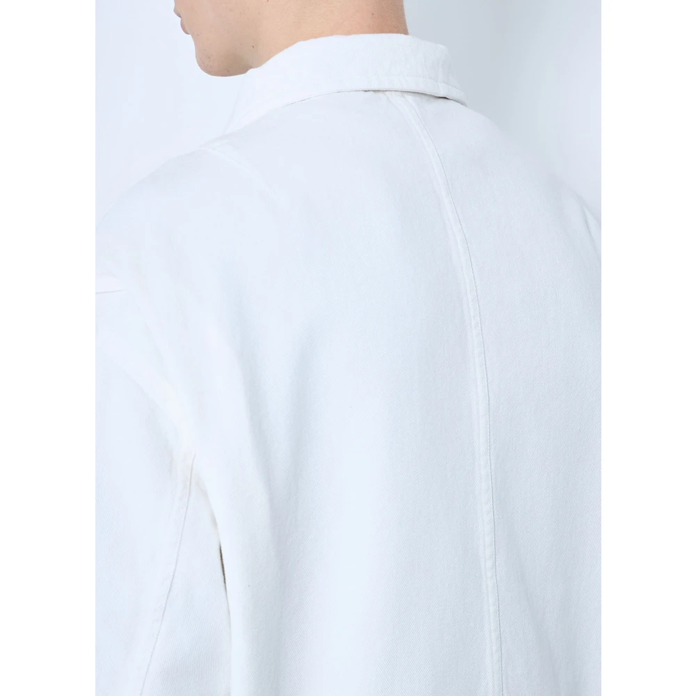 Dries Van Noten Klassieke Jas met Rits en Zakken White Heren