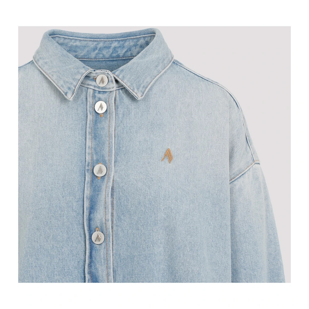 The Attico Blauwe Denim Shirt met Geborduurd Logo Blue Dames