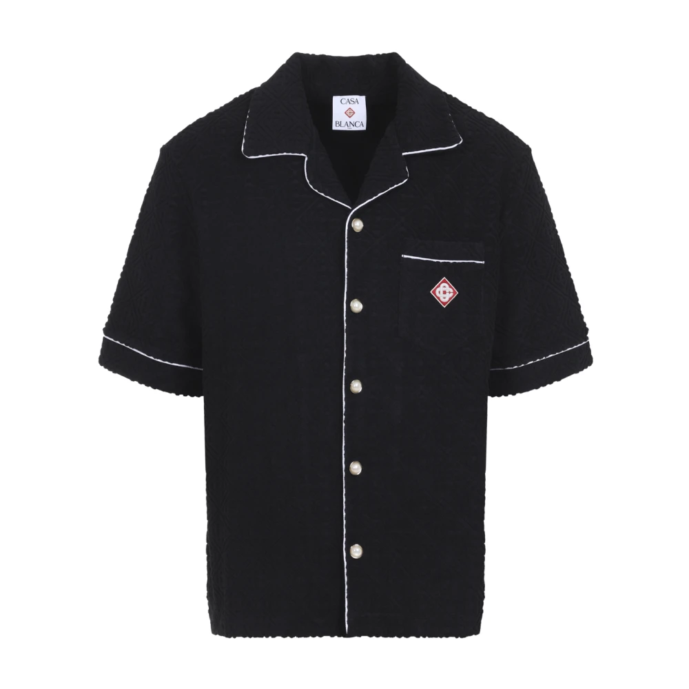 Casablanca Towelling Monogram Short-Sleeve Shirt - Male - Short Sleeve Shirts - Black - Xl - Shirts