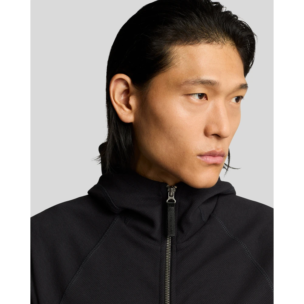 Lyle & Scott Mid Layers Diagonal Interlock Hooded Zip Through Black Heren