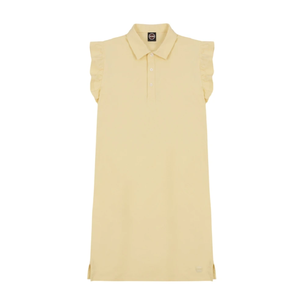 Colmar Yellow Short Dresses, Female, Xs, Piqué Cotton Dress With Rouge Sleeves