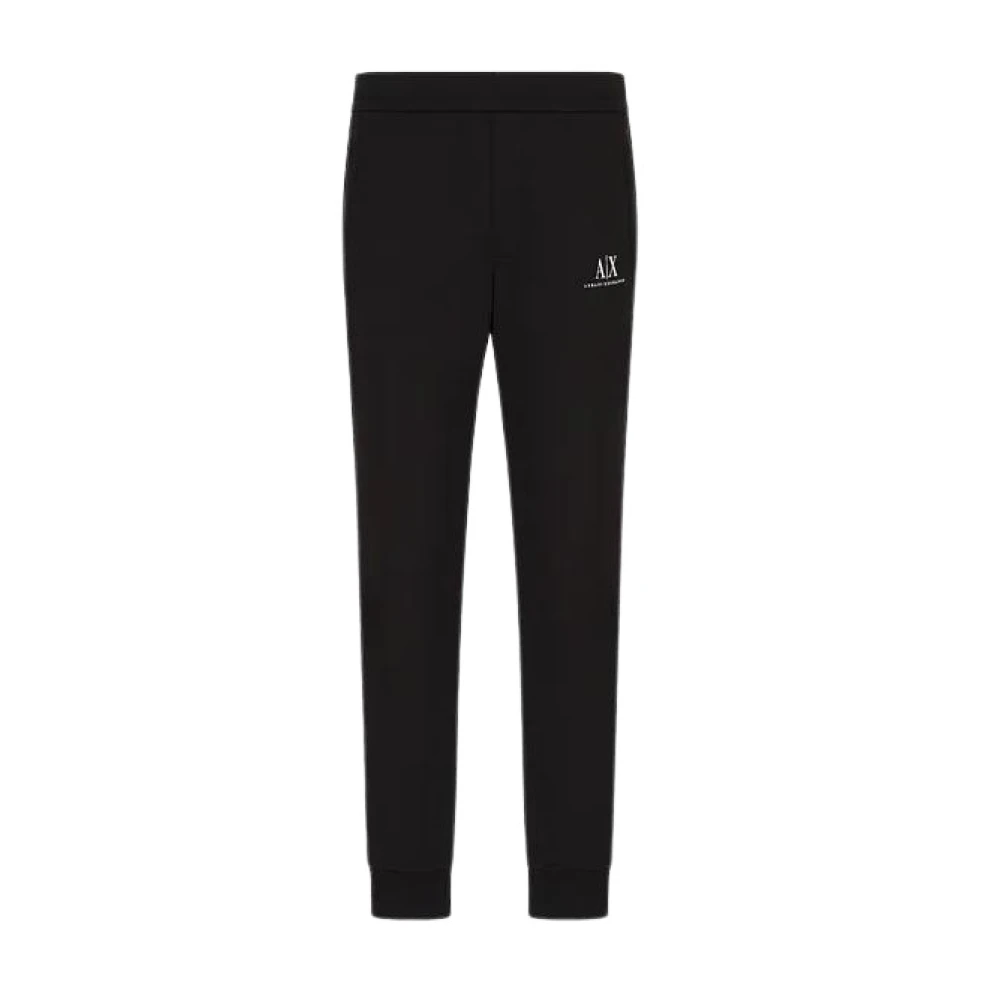 Armani Exchange Zwarte katoenen joggingbroek met logo print Black Heren