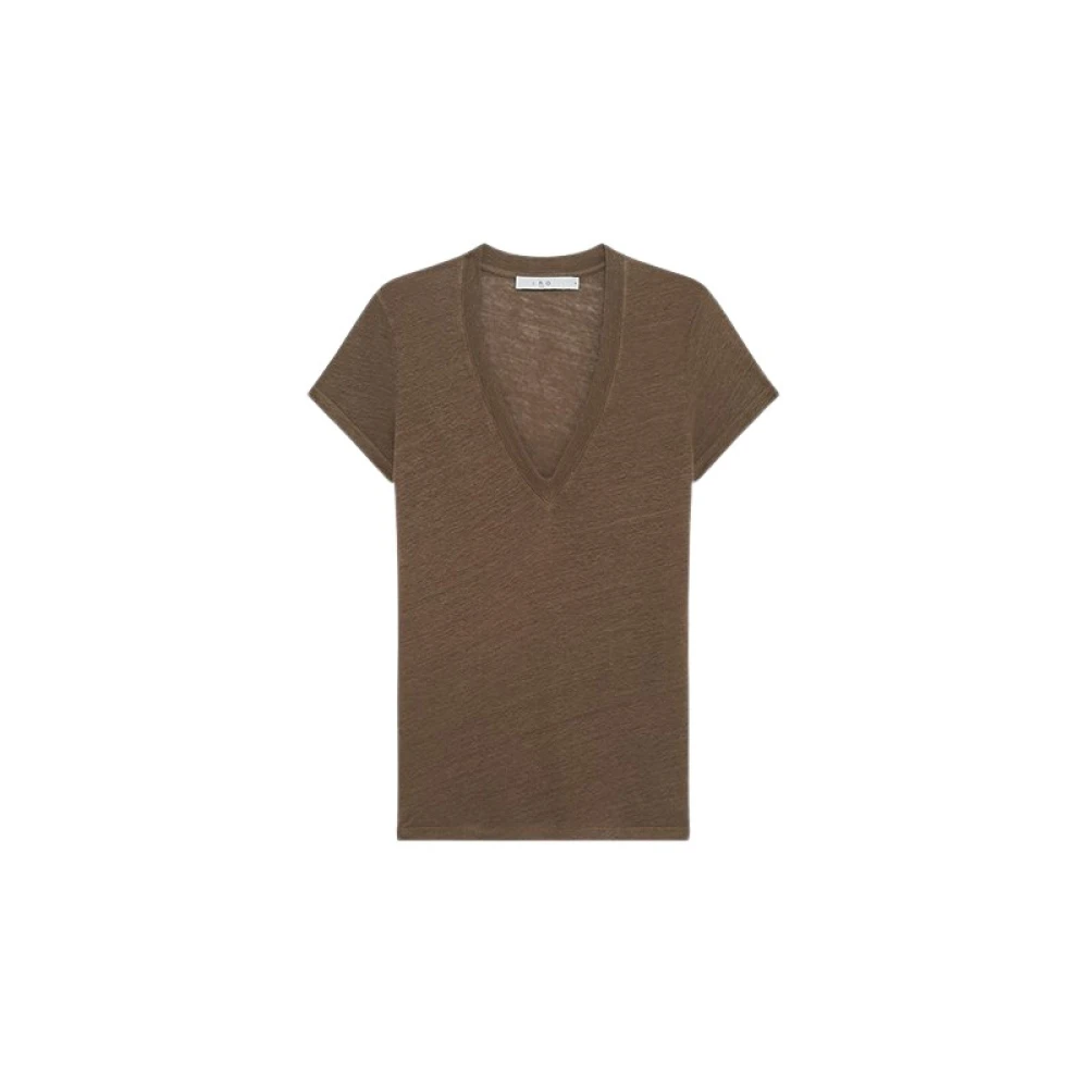 IRO Linne V-ringad T-shirt Rodeo Brown, Dam