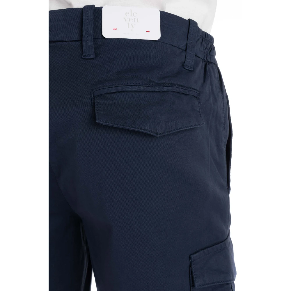 Eleventy Blauwe Shorts met Rits en Knoop Blue Heren