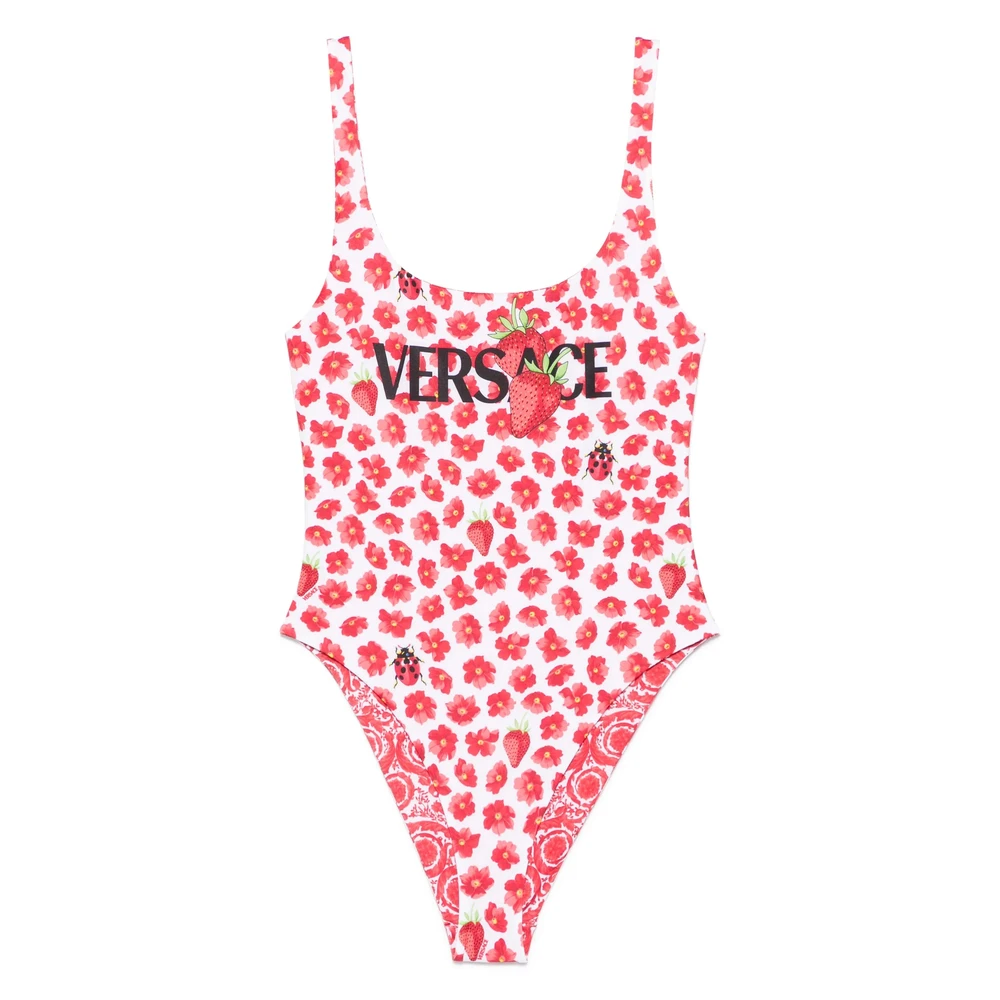 Versace Rood Omkeerbare Strandkleding met Handtekeningprint Red Dames