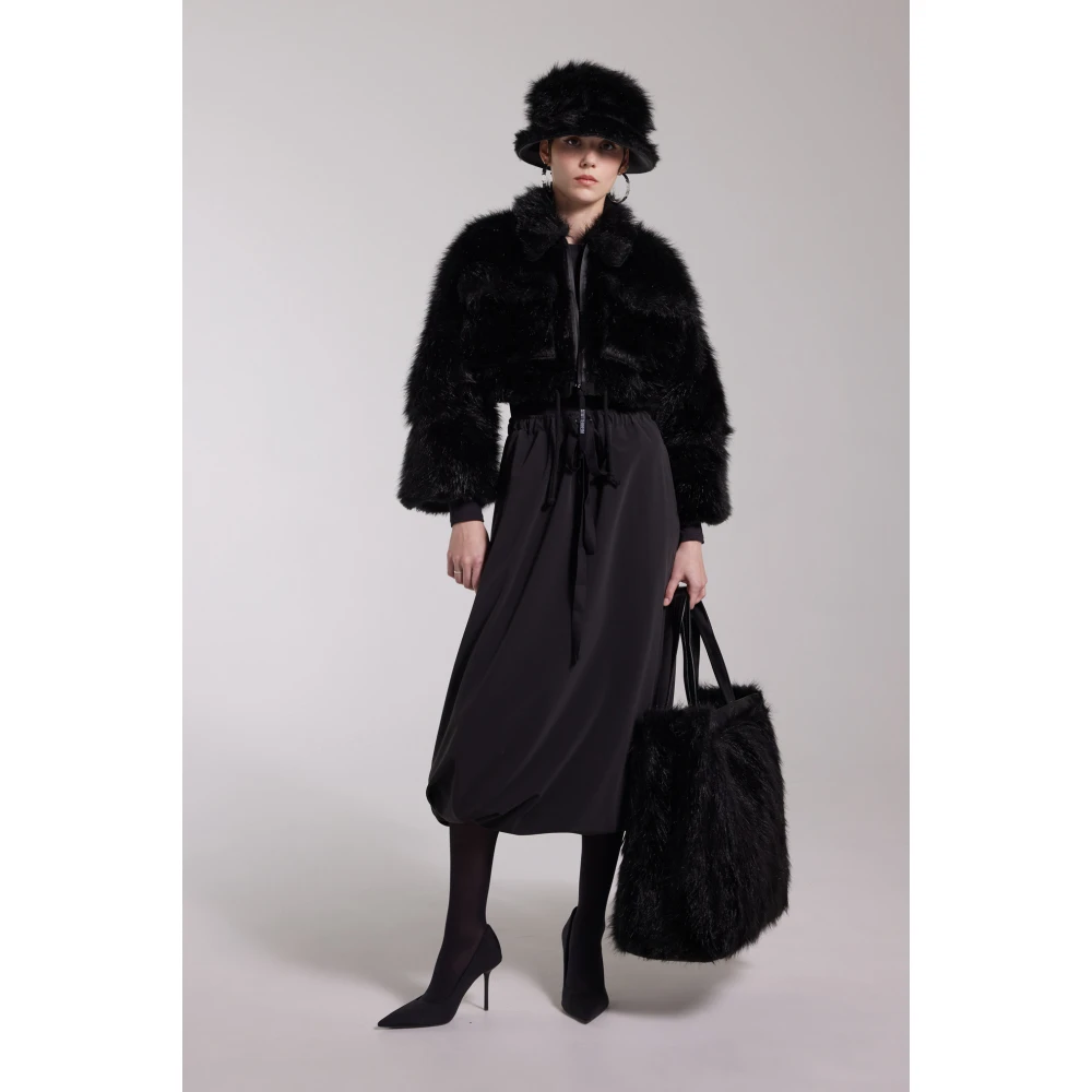 Stutterheim Zwarte Faux Fur Korte Jas Black Dames