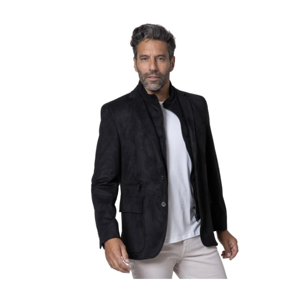 Karl Lagerfeld Reisjas in zwart suède Black Heren