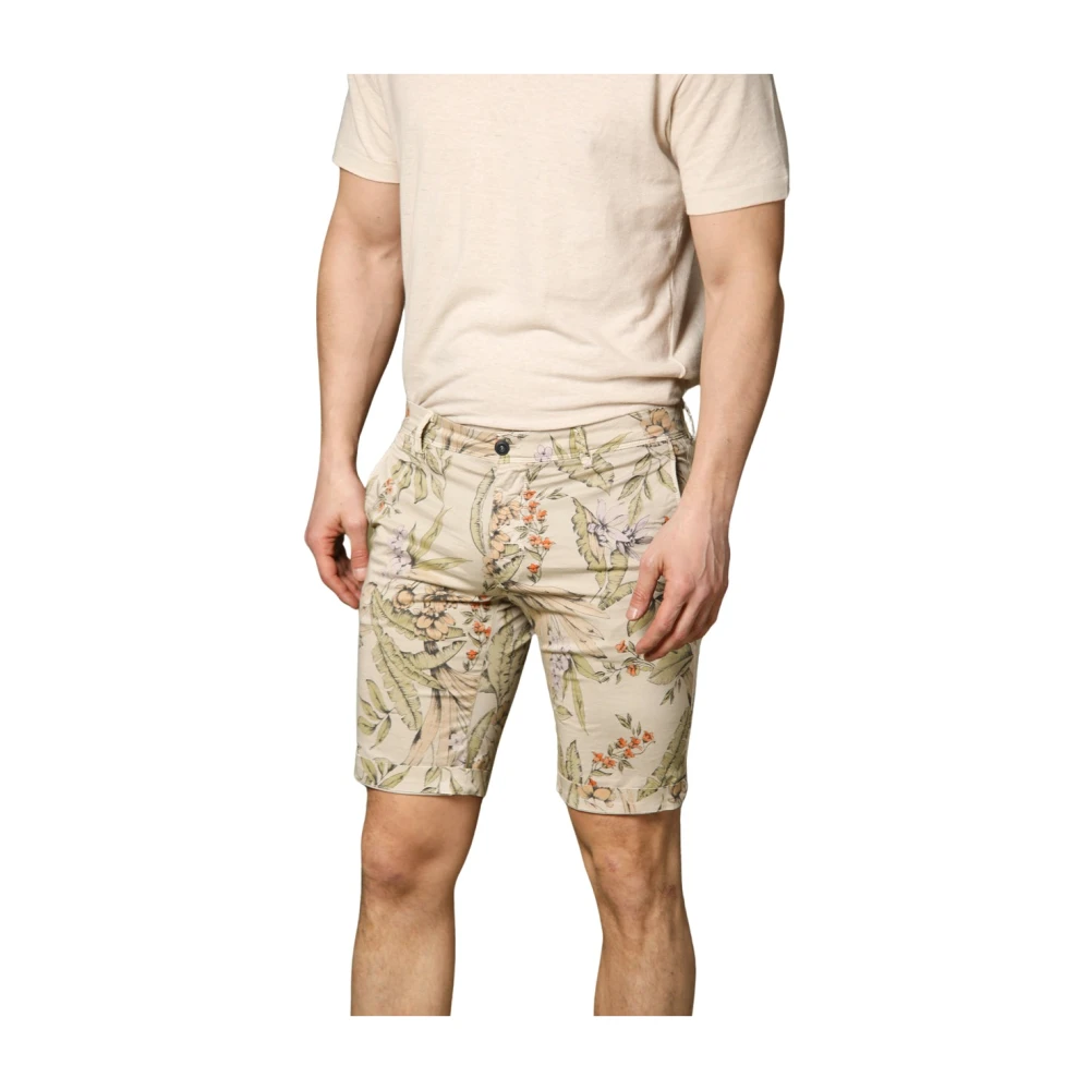 Mason's Slim Fit Bloemen Bermuda Shorts Beige Heren