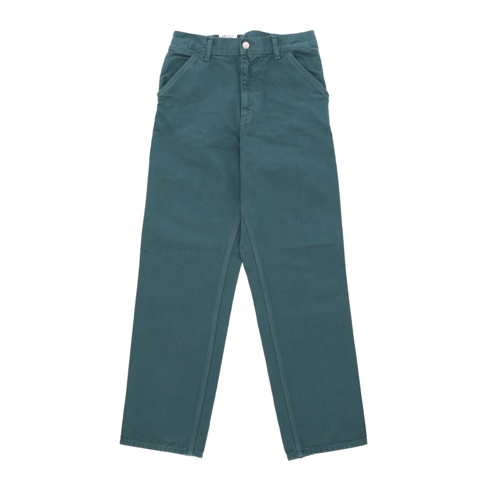 Carhartt Wip Men's Green Straight Fit Jeans, W32 L32, Botanic Faded Work Trousers