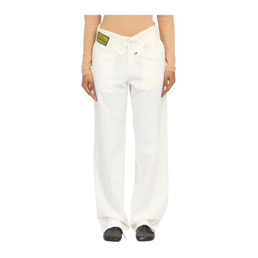 Mm6 Maison Margiela Women's Beige Tailored Trousers - Wide Trousers - Xs - Trousers