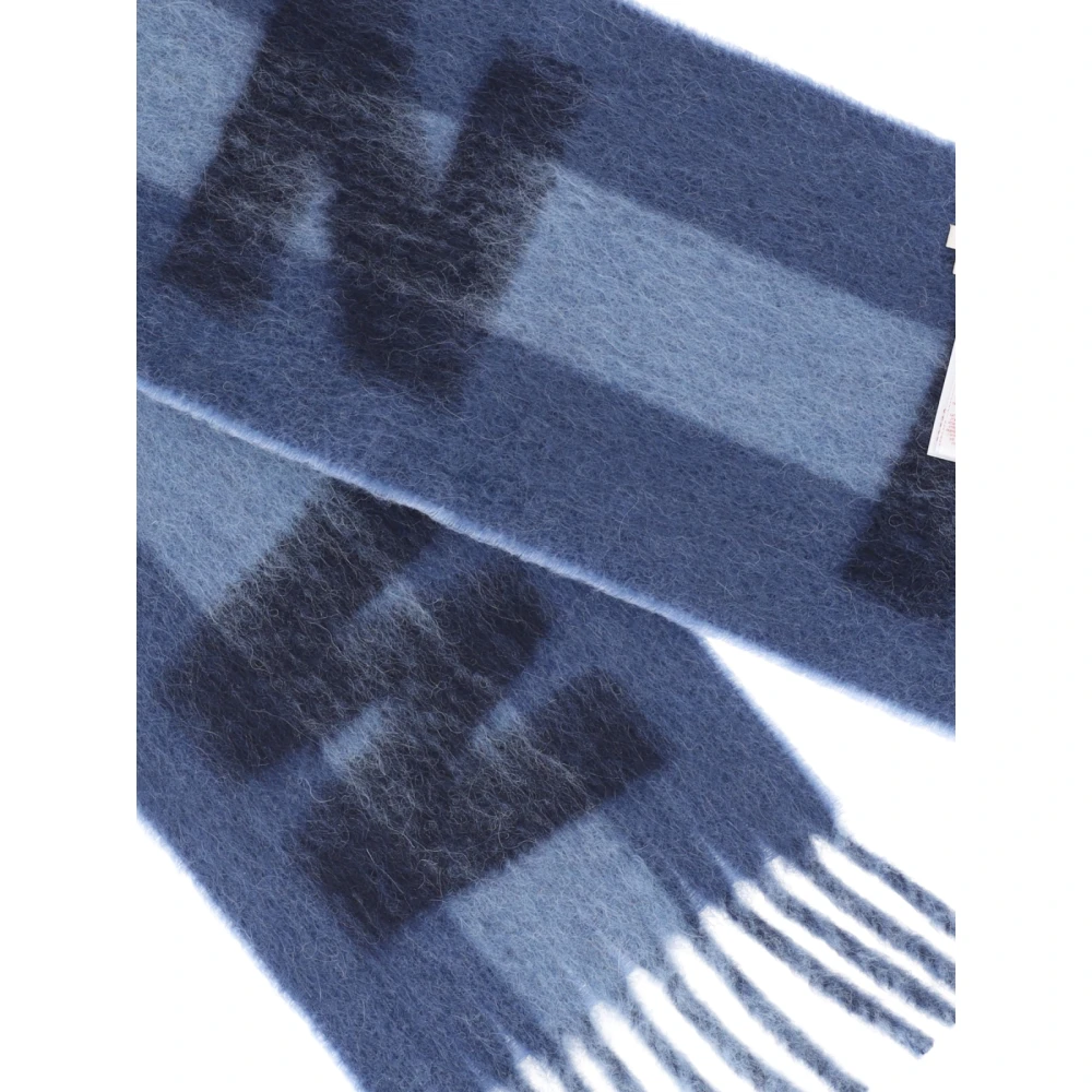 Marni Omkeerbare Wollen Sjaal Blauwe Strepen Blue Heren