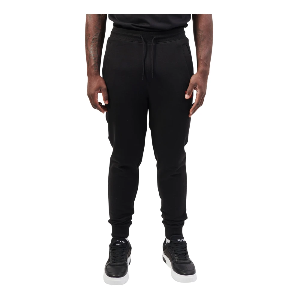 Hugo Boss Zwarte broek met rode logopatch Black Heren