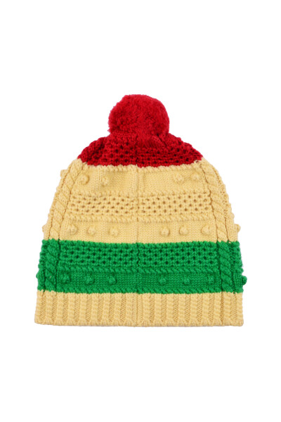 Färgglada ullhattar med pom pom-detalj