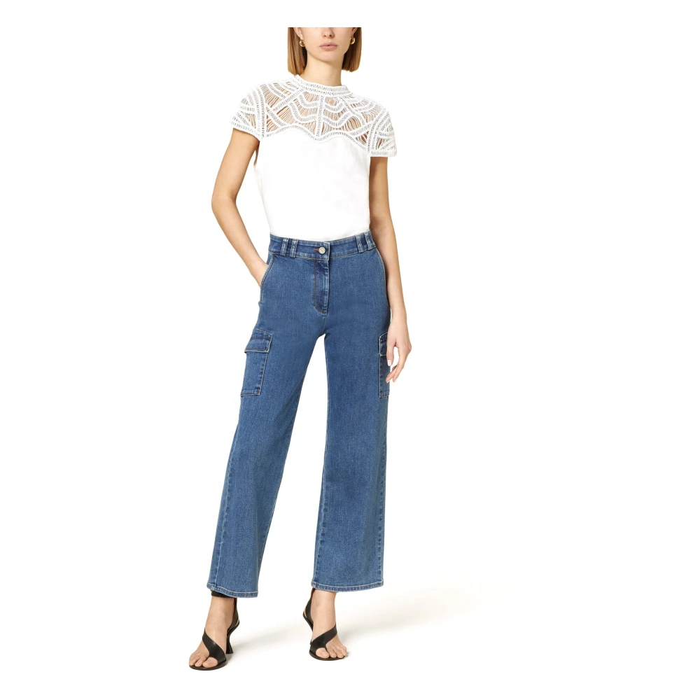 RIANI Linnen blouse met macramé ontwerp White Dames