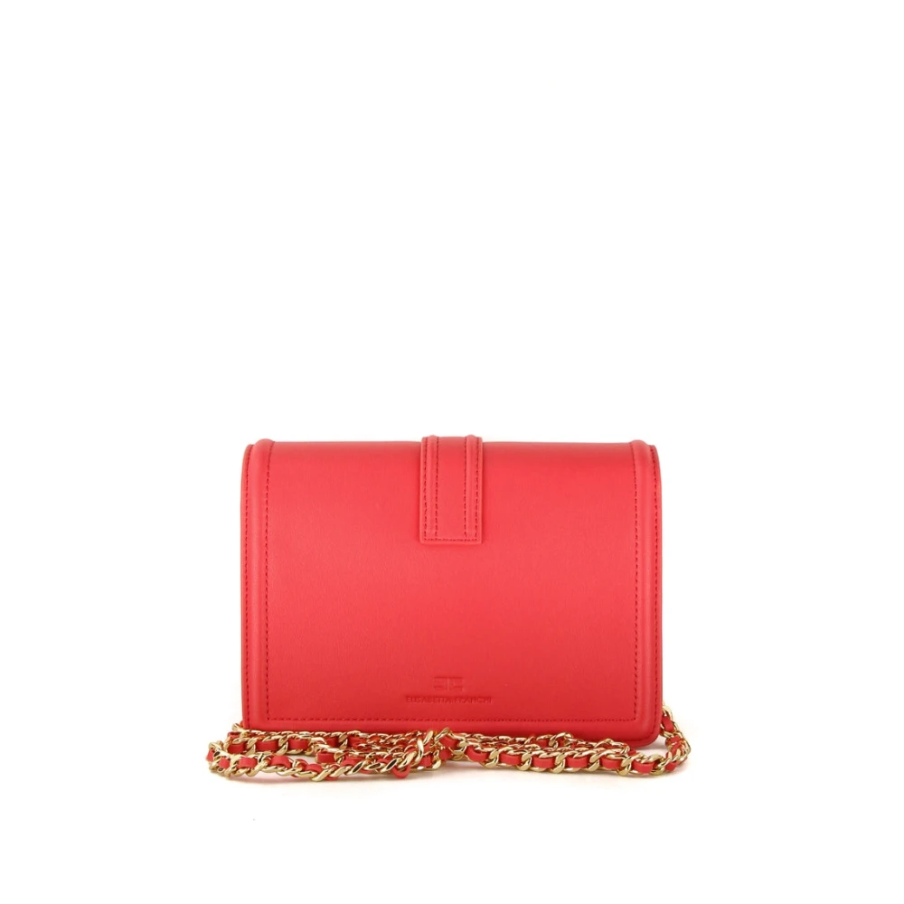 Elisabetta Franchi Rode Metalen Logo Mini Schoudertas Red Dames