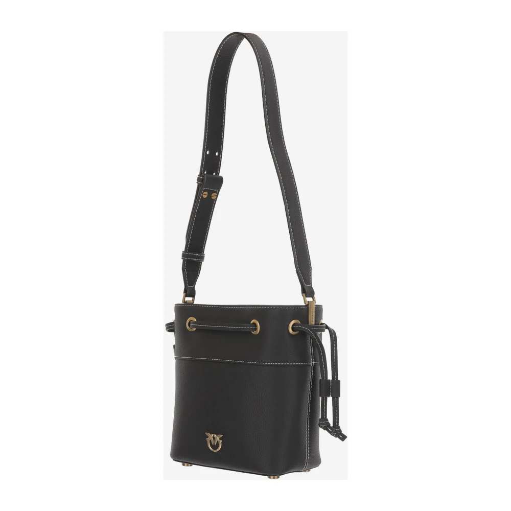 pinko Leren schoudertas met Love Birds Black Dames
