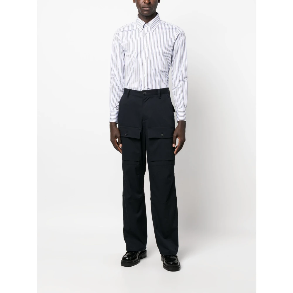 Thom Browne Blauw Gestreept Katoenen Overhemd Blue Heren