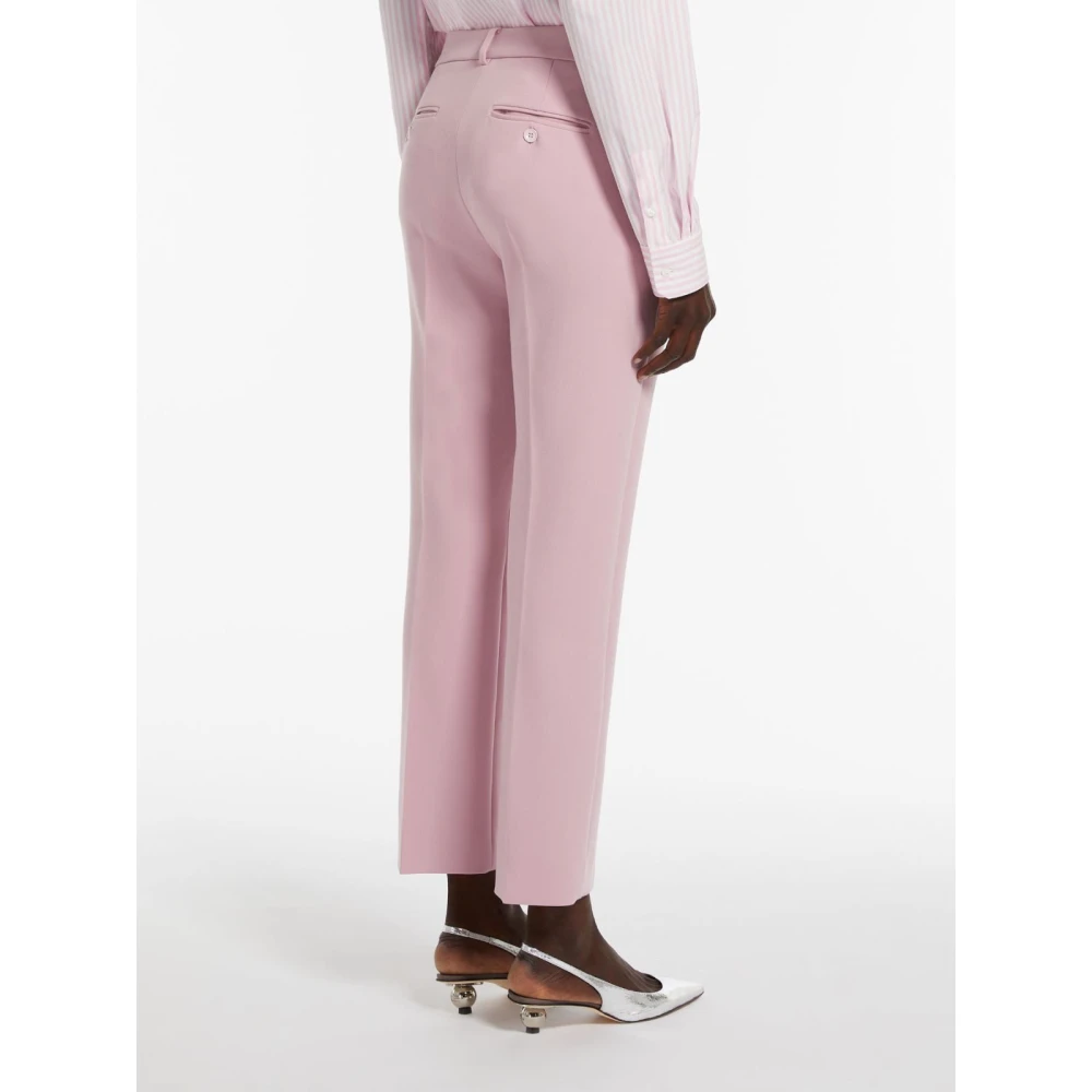 Max Mara Roze Stretch Viscose Broek Pink Dames