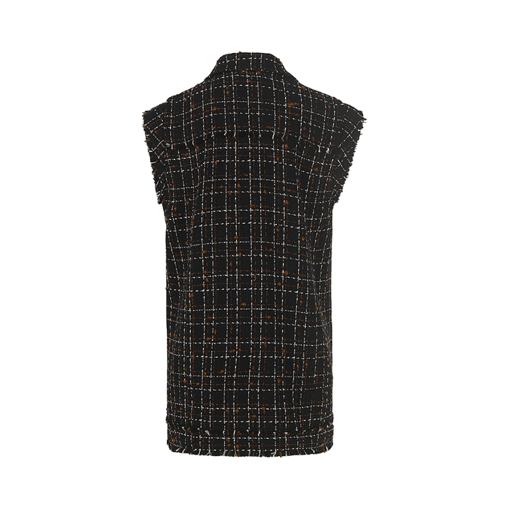 RIANI Tweed Gilet met Geruite Afwerking Black Dames