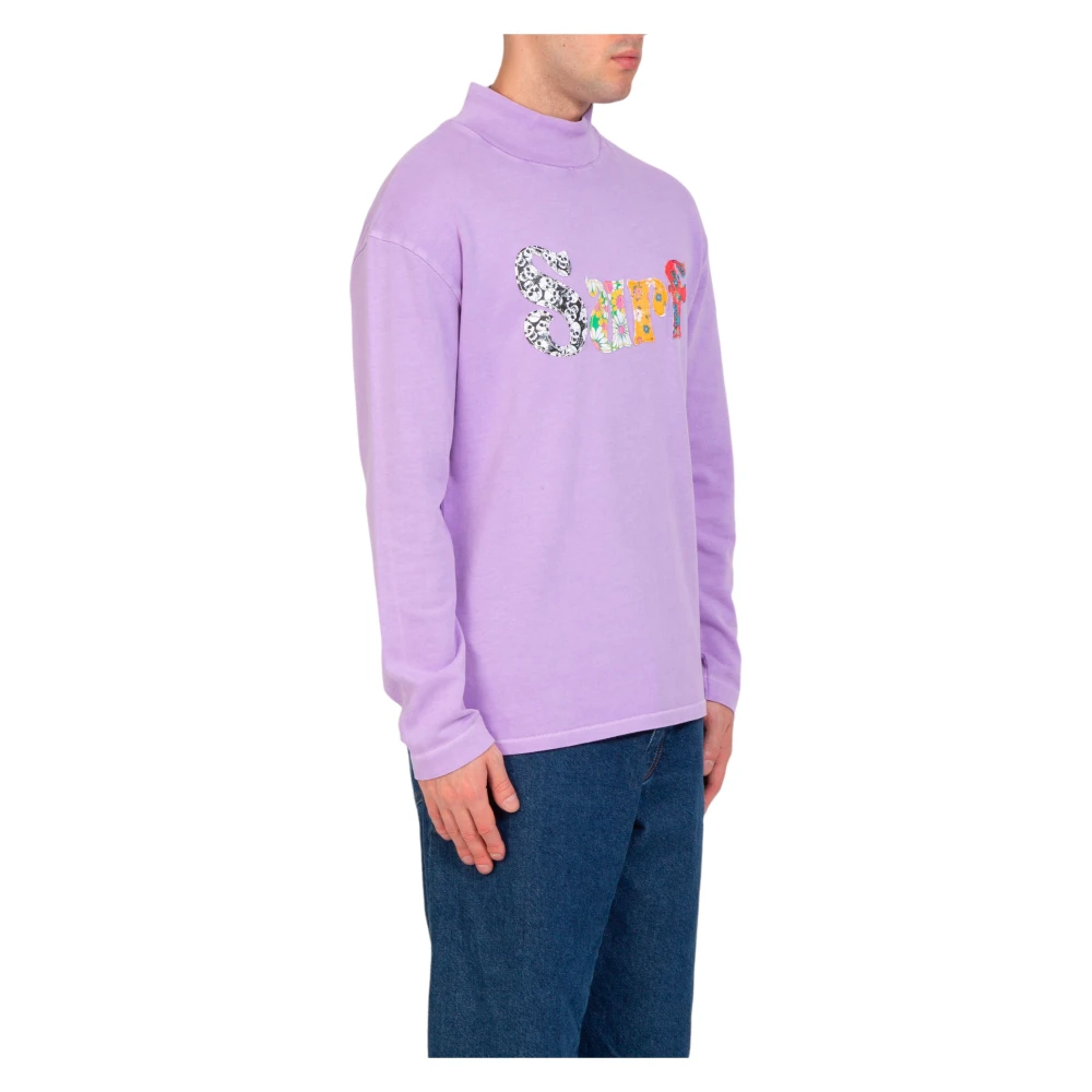 ERL Paarse Surf Patch Longsleeve Tee Purple Heren