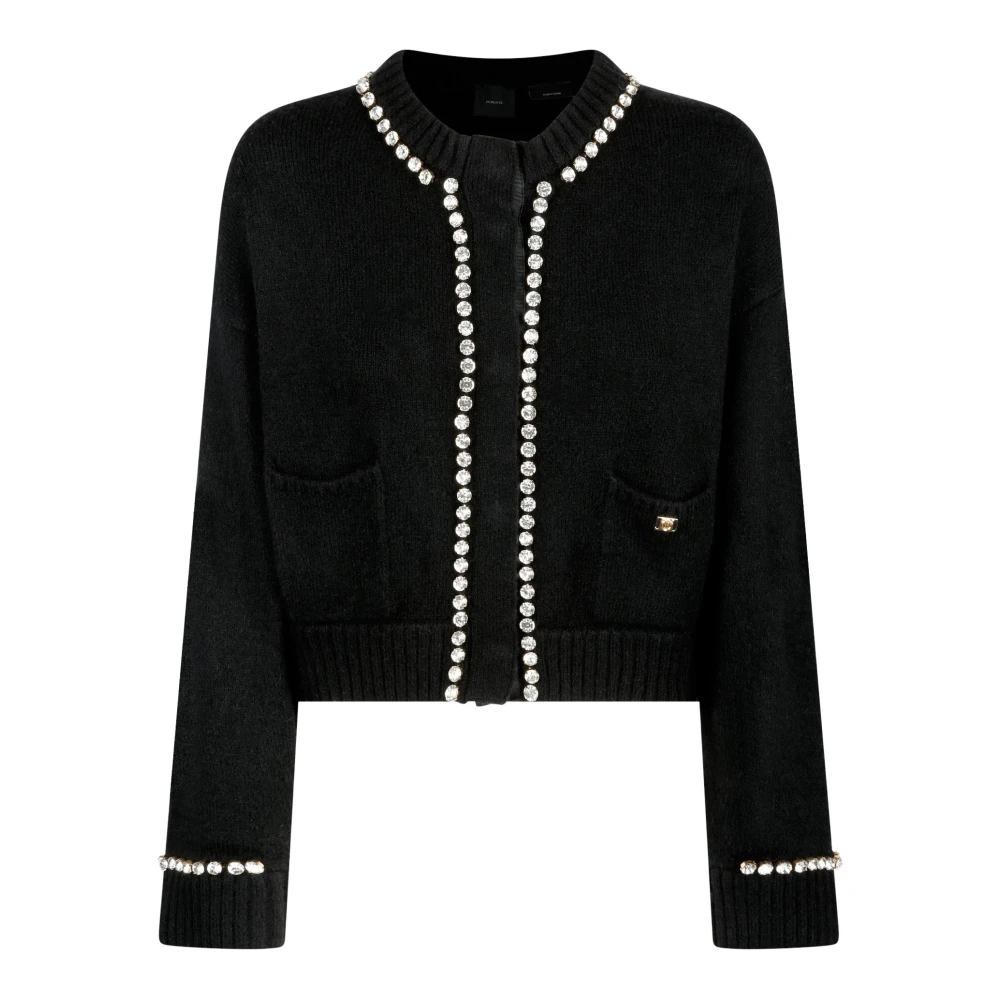 Pinko Zwarte Cardigan met Fonkelende Details Black Dames