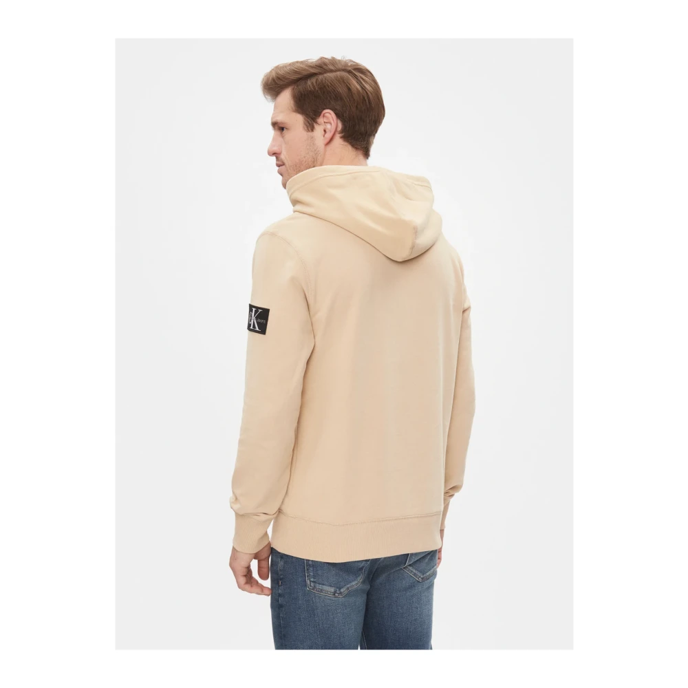 Calvin Klein Logo Patch Hoodie Beige Heren