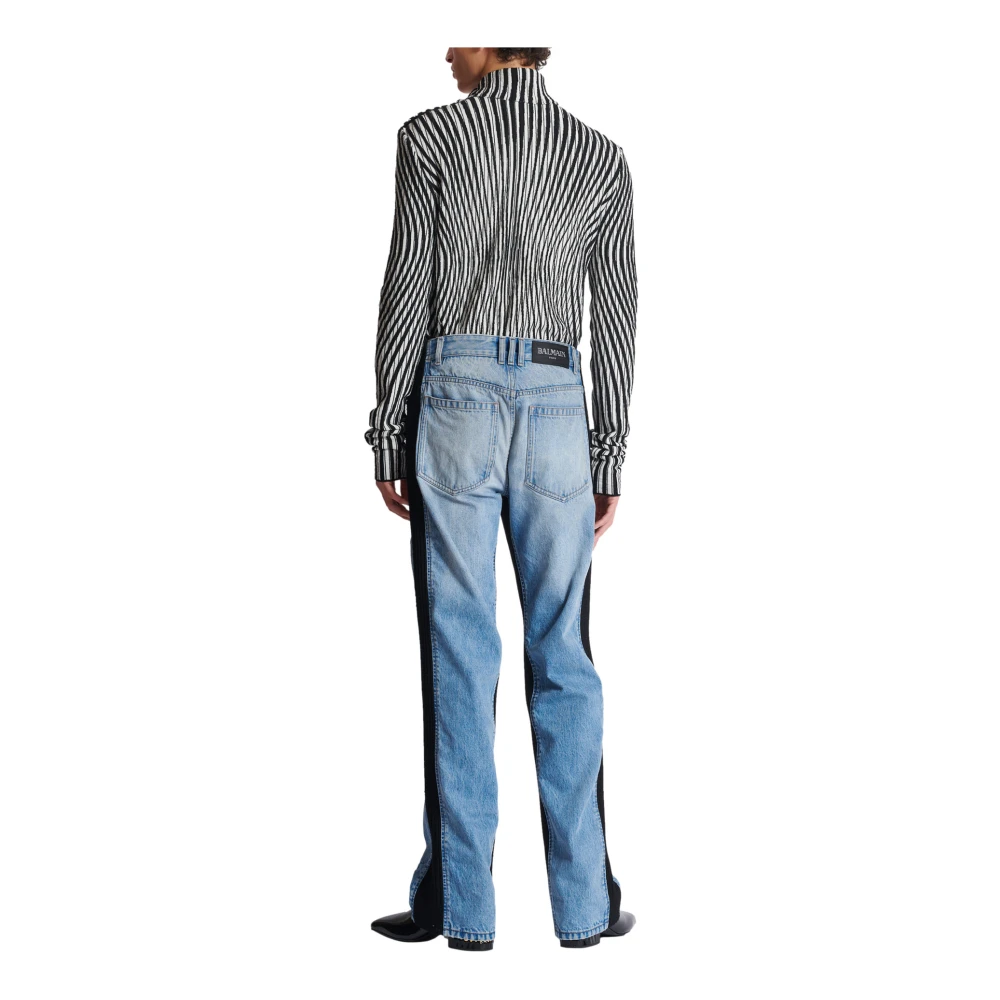 Balmain Losvallende denim en gebreide jeans Blue Heren