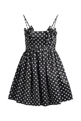 Polka-Dot Satin Mini Dress