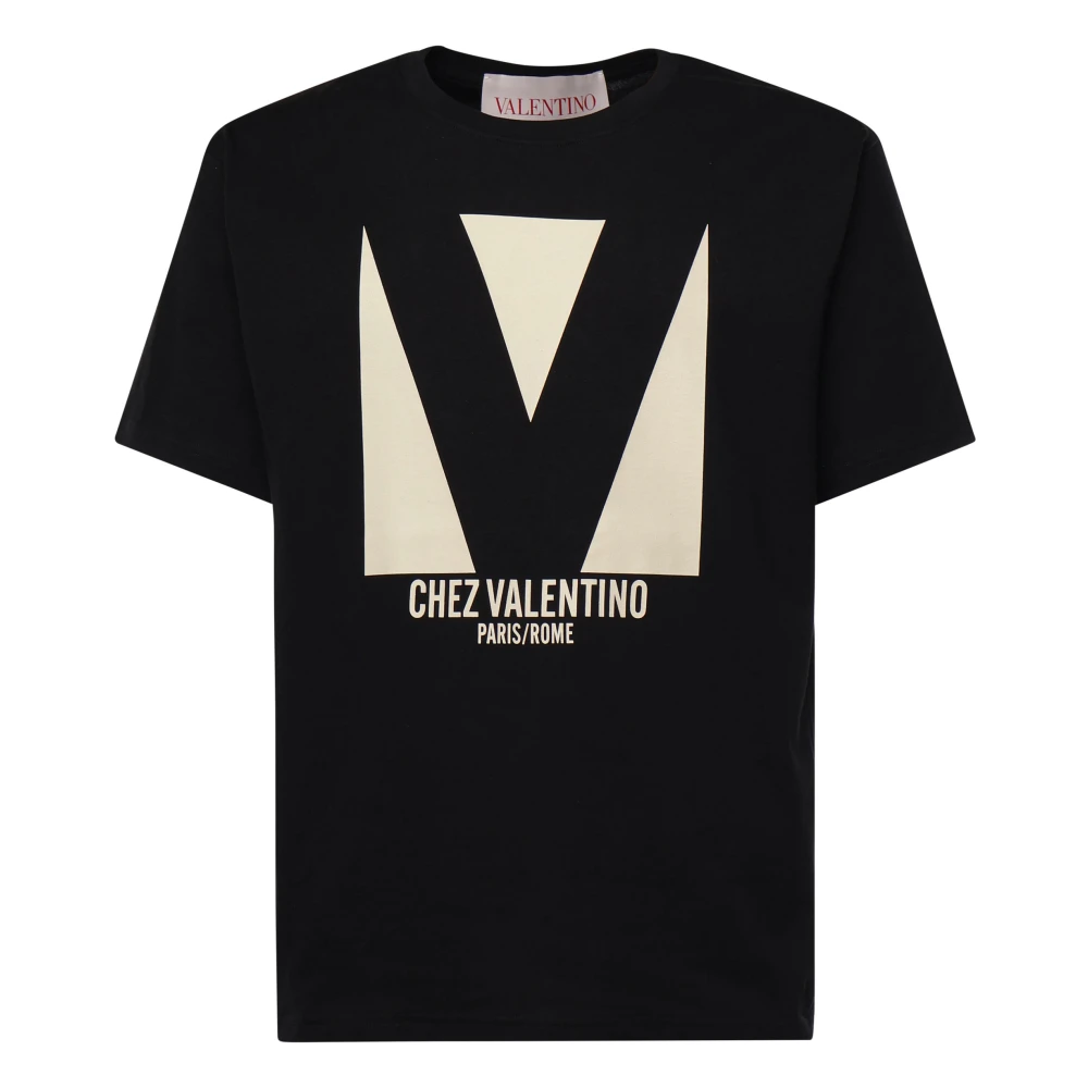 Valentino Garavani Zwarte T-shirts en Polos Chez print Black Heren