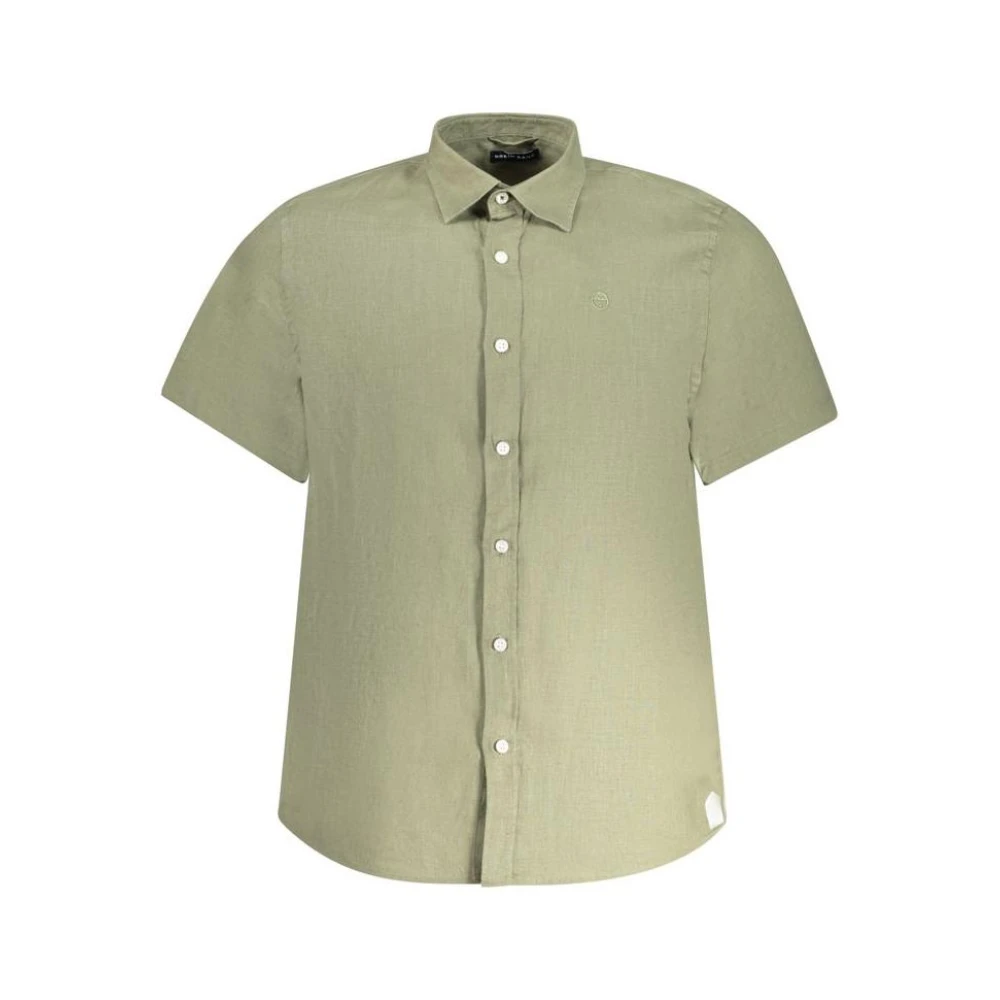 North Sails Men's Green Linen Shirt With Italian Collar
